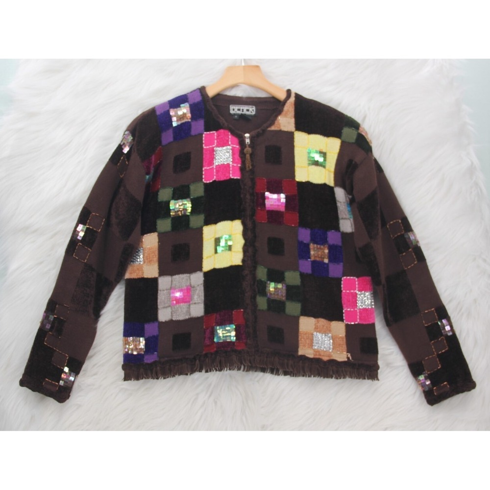The Collective Works Of Berek 2 Takako Sakon Sweater S Brown Sequin Boxy #1202